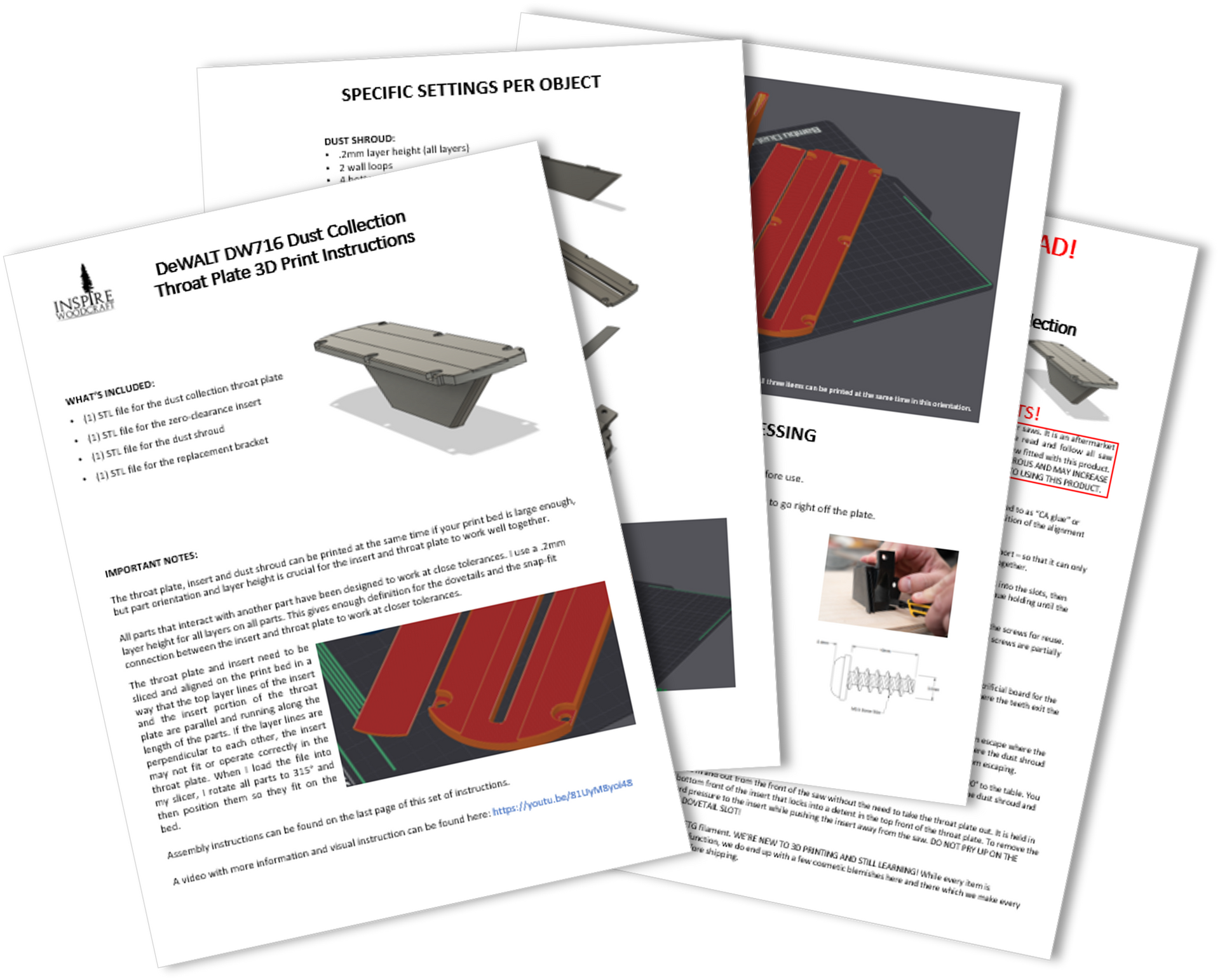 3D Print Files DW716 Dust Collection Throat Plate Inspire Woodcraft